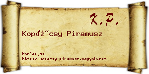 Kopácsy Piramusz névjegykártya